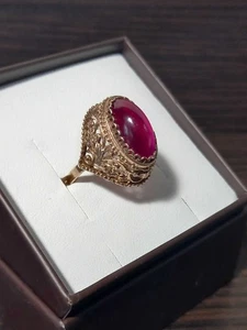 Antique 14k gilding sterling silver ring with tourmaline - Picture 1 of 2