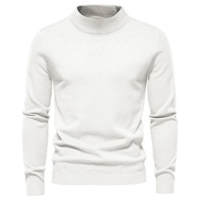 Suéter de punto de cuello alto de invierno para hombre cálido grueso liso manga larga Pullover Foto 1 de 4