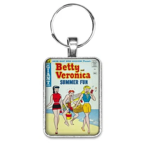 BETTY & VERONICA Summer Fun #8 CLASSIC DeCarlo BEACH COVER Key Ring or Necklace - Picture 1 of 10