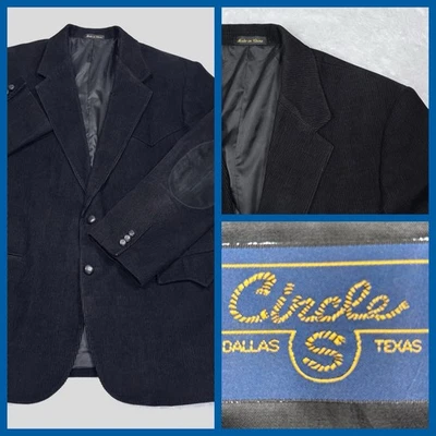 Circle S 西部西装夹克外套运动外套黑色软绳肘贴 44 R — 第 1/4 张图片