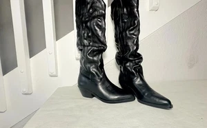 Steve Madden Damen Saddle Slouch schwarz Leder Western Cowgirl Stiefel 6M (Dales - Bild 1 von 15