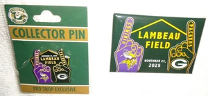 GREEN BAY PACKERS / MINNESOTA VIKINGS DATED 11/23/25 GAMEDAY PIN, AND MAGNET SET - Picture 1 of 3