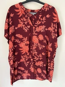 Principles Blouse Size 16 Burgundy Red Floral Chiffon Summer Casual Holiday - Picture 1 of 6