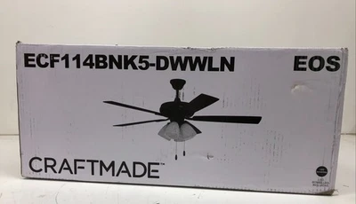 CRAFTMADE Eos Frost 52 pol. Ventilador de teto de níquel escovado madeira flutuante/lâminas de nogueira - Imagem 1 de 4