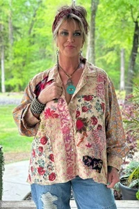 Blusa de algodón para mujer Jaded Gypsy Floral Gardens Walks - Imagen 1 de 4