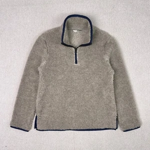 LL Bean Signature Sherpa Deep Pile Fleece Jacket Womens XS 1/4 Zip Pullover Gray - Picture 1 of 8