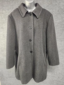 Elisabeth Liz Claiborne Coat Womens 18 Wool Blend Herringbone Button Up Classic - Picture 1 of 10