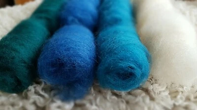 Felting wool,Needle felting,Wet felting 4 colors,3gr each+FREE Shipping - Image 1 of 2