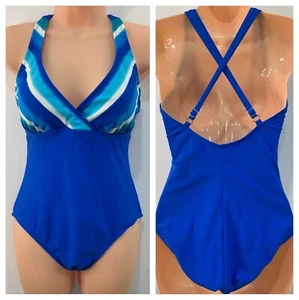 Costume da bagno Catalina One Piece M 8/10 Blu Turchese Coppa Morbida Schiena Crosscross - Foto 1 di 9