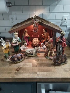 Top Zustand 50er Jahre Japan Weihnachtskrippe mit Krippe Musik 14 teiliges Set - Bild 1 von 10