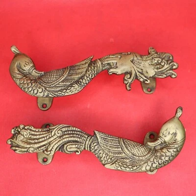 Manija de puerta de diseño de pavo real hecha a mano de latón macizo para armario perilla de tracción herrajes de puerta Foto 1 de 4