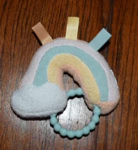 CLOUD ISLAND Pastel Rainbow Plush Teether & Rattle w/ Taggies - Picture 1 of 2