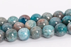 Cuentas de apatita de piedra preciosa redondas de 6 mm azul natural genuino verde grado A cuentas sueltas - Imagen 1 de 4