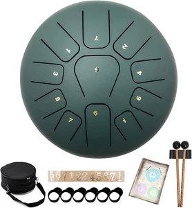 Steel Tongue Drum 10 Inches 11 Notes, Percussion Instrument for Adult Kids, Hand - Picture 1 of 12