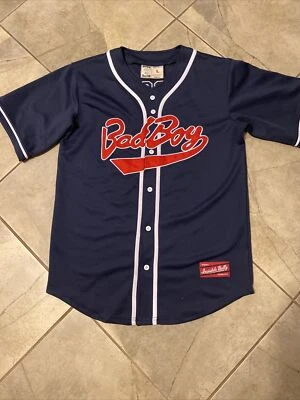 Camiseta de béisbol Biggie Smalls Bad Boys grande azul manga corta botón para hombre Foto 1 de 4