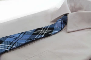 Kids Boys Light Blue Patterned Elastic Neck Tie - Criss Cross Light Blue - Picture 1 of 2