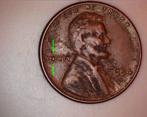 1954 S  LINCOLN WHEAT CENT - "BIE" IN LIBERTY Cover