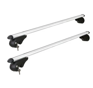 Universal Car Roof Rack Cross Bars Aluminium Silver Adjustable 120cm Bar Racks - Picture 1 of 7