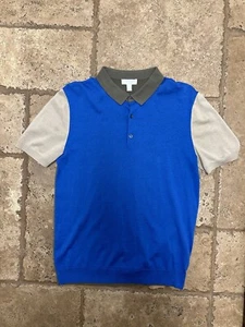 Cos Polo Button Up Shirt Multi Color Blue Beige Gray Size Small Body Fit Knitted - Picture 1 of 5