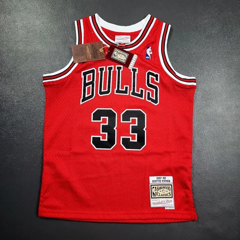 100% Authentic Scottie Pippen Mitchell Ness 97 98 Bulls Jersey M 10/12 Youth Boy Cover