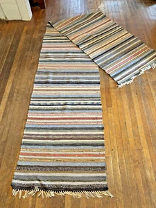 Phenomenal Swedish Hand Made Rag Rug (27 x 137 inches) 1920s - Very LONG - Picture 1 of 3