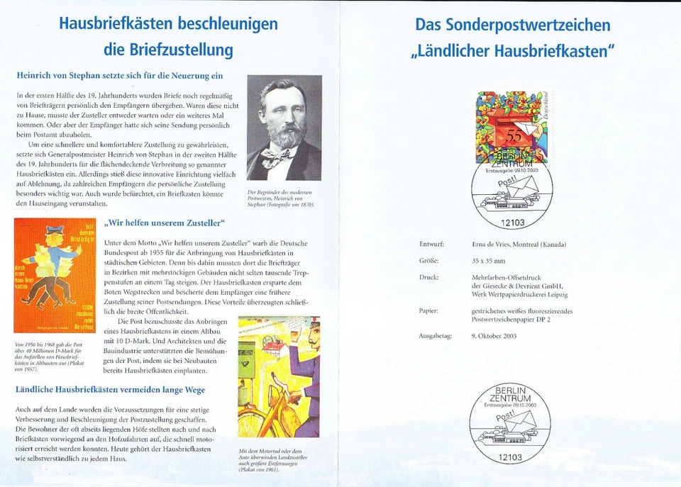 Germany 2003 Erstausgabe Klappkarten FDC card Sc 2265 Mi 2368 Mailbox - Image 1 of 1