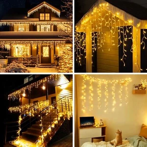 Icicle LED Christmas Lights 49.2FT, 520 LEDs, 8 Modes Warm White String Lights - Picture 1 of 7