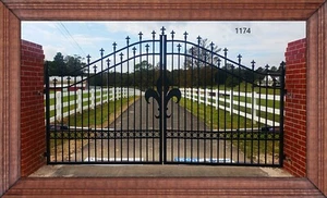 On Sale! #1174HD 14' Driveway Gate Wrought Iron Style Steel Cast Metal Security - Picture 1 of 3