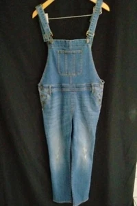 Edyson Blue Denim Women's Left Bank Overalls Size 30 Distressed z50 - Picture 1 of 11