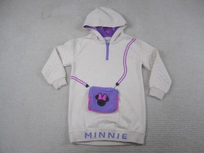 Moletom Minnie Mouse meninas grande 10/12 bege pulôver com capuz suéter lã - Imagem 1 de 4