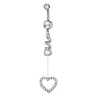 Sparkling Crystal Love Heart Navel Belly Button Ring Body Piercing Jewelry