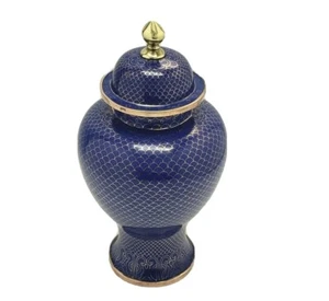 Chinese Cloisonne Royal Blue Lidded Meiping Qing Vase/Urn - Ruyi, Circa 1900s - Bild 1 von 11