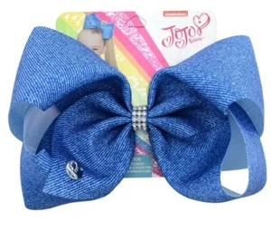 Jojo Large Denim Bow with Rhinestones - Picture 1 of 1