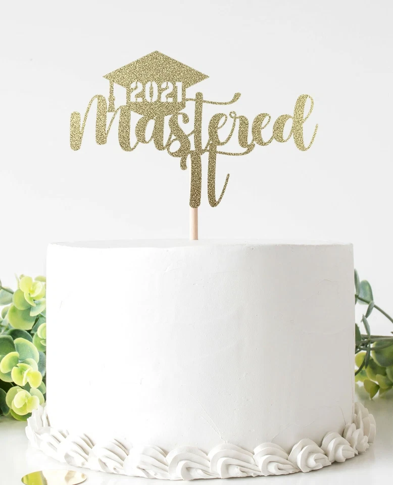 Mastered It With Cap Cake Topper Master Graduate двусторонняя блестящая картонная ложа - Изображение 1 из 1