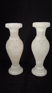 Candlestick Holders - Jade White - Set of 2 - Picture 1 of 8