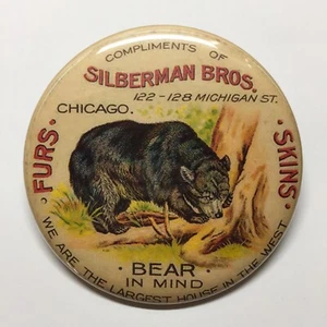Silberman Bro Furs And Skins Chicago Advertising Pocket Mirror Vintage Style - Picture 1 of 2