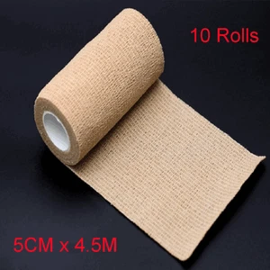 10 Rolls Self-Adhesive Bandage Gauze Elastic Adherent Tape Wrap 5cm x 4.5m Tan - Picture 1 of 7