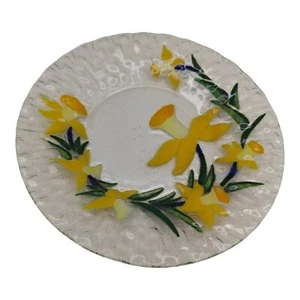 Plato de flores de vidrio fundido Sydenstricker vintage estudio narciso - Imagen 1 de 11