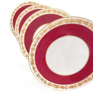 VIER WEDGWOOD WHITEHALL PULVER RUBIN BAND 9 1/2" KUCHENTELLER GOLD WEINREBE - Bild 1 von 11