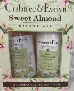 Crabtree & Evelyn Sweet Almond Oil Body Lotion & Bath/Shower Gel Gift SET 16.9oz - Picture 1 of 1