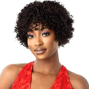 12 Inch Black Afro Curly Human Hair Wigs High-Density Hair No Lace Natural Look  - Picture 1 of 12