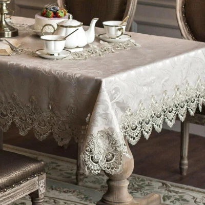 Lace Tablecloths Rectangle Round Square Home Decor TV Night Table Chair Cover - Image 1 of 4