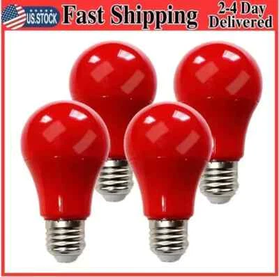 4 Pack LED Red Light Bulb, 100W Equivalent A19 Color Bulbs E26 Medium... - Image 1 of 4