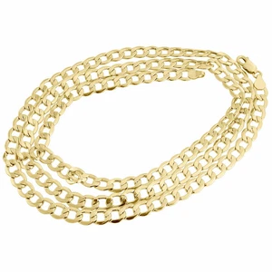 10K Yellow Gold 6.50mm Hollow Plain Cuban Curb Link Chain Necklace 16-30 Inches - Picture 1 of 13