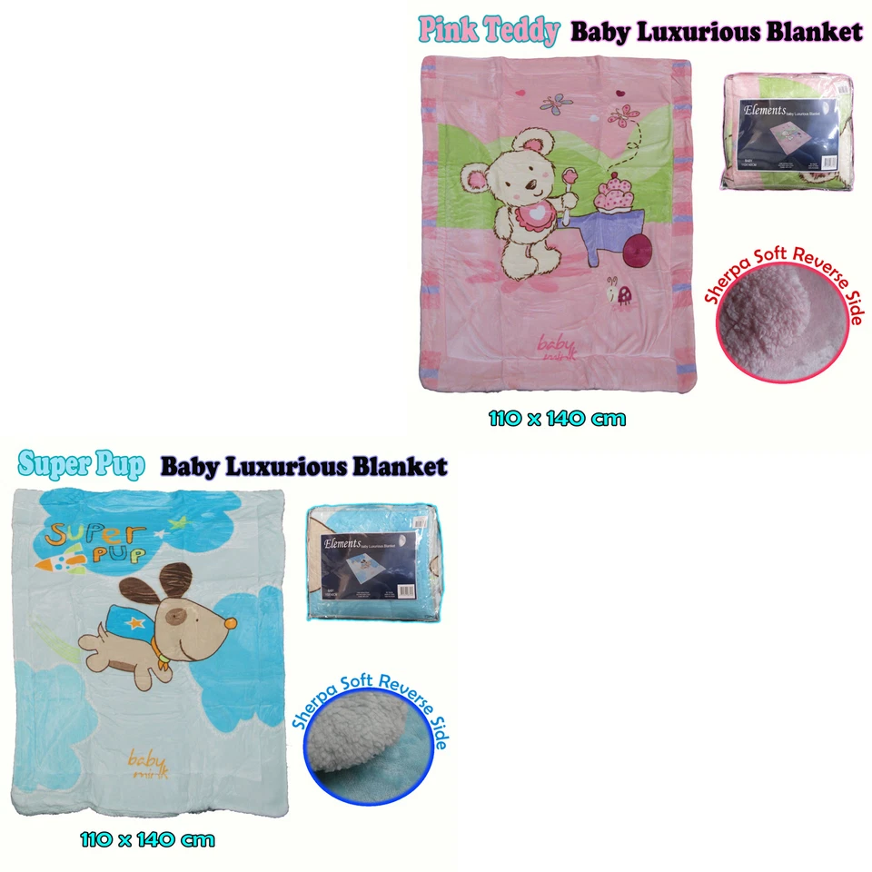 Super Pup & Pink Teddy Baby Luxurious Coral Fleece Blanket by Elements - Image 1 of 1