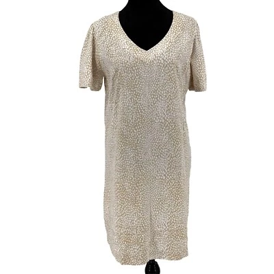 Nicole Miller Linen Dress Womens Animal Print Neutral Lagenlook Boxy Oversized - Image 1 of 4