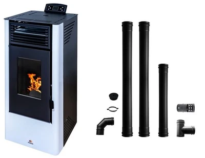 EIDER BIOMASA Pelletofen MIT WLAN 9 kW Komplettset Pelletheizung Kapazität 18Kg A+ Pelletkamin