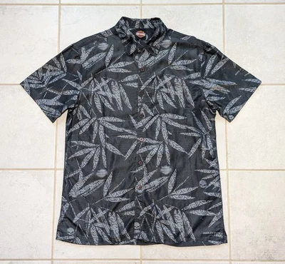 Camisa Hawaiana Tori Richard Para Hombre Mediana Harley Davidson Motocicleta Botón Negra Foto 1 de 4