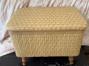 Vintage Redmond Footed Sewing Basket/Storage Natural Woven Wicker 15”x18”x13” - Picture 1 of 9
