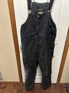 Mono con tirantes aislado para paredes para hombre extra grande negro lona ropa de trabajo carpintero - Imagen 1 de 12